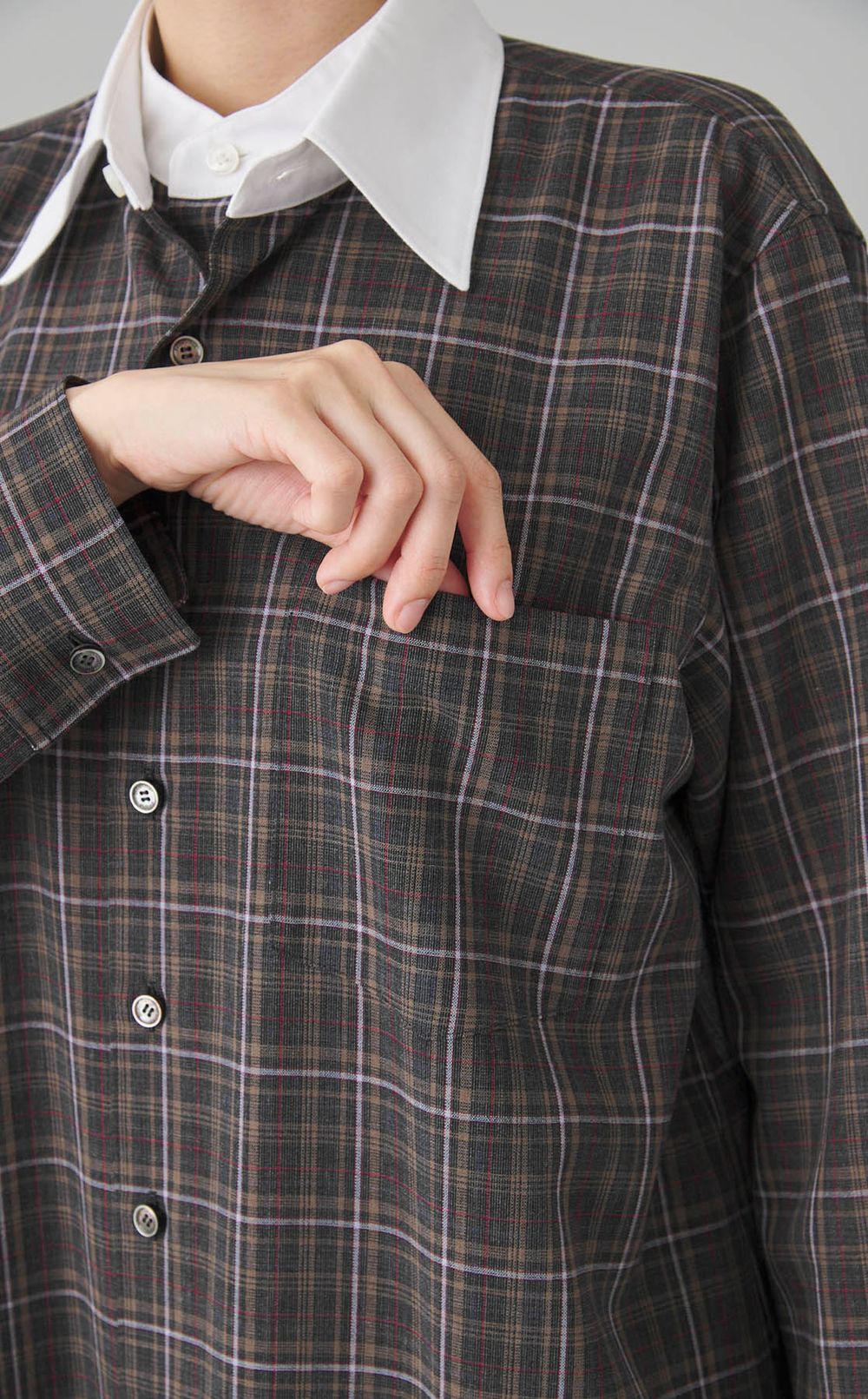 ダブルフロン卜シアーチェックワンピース