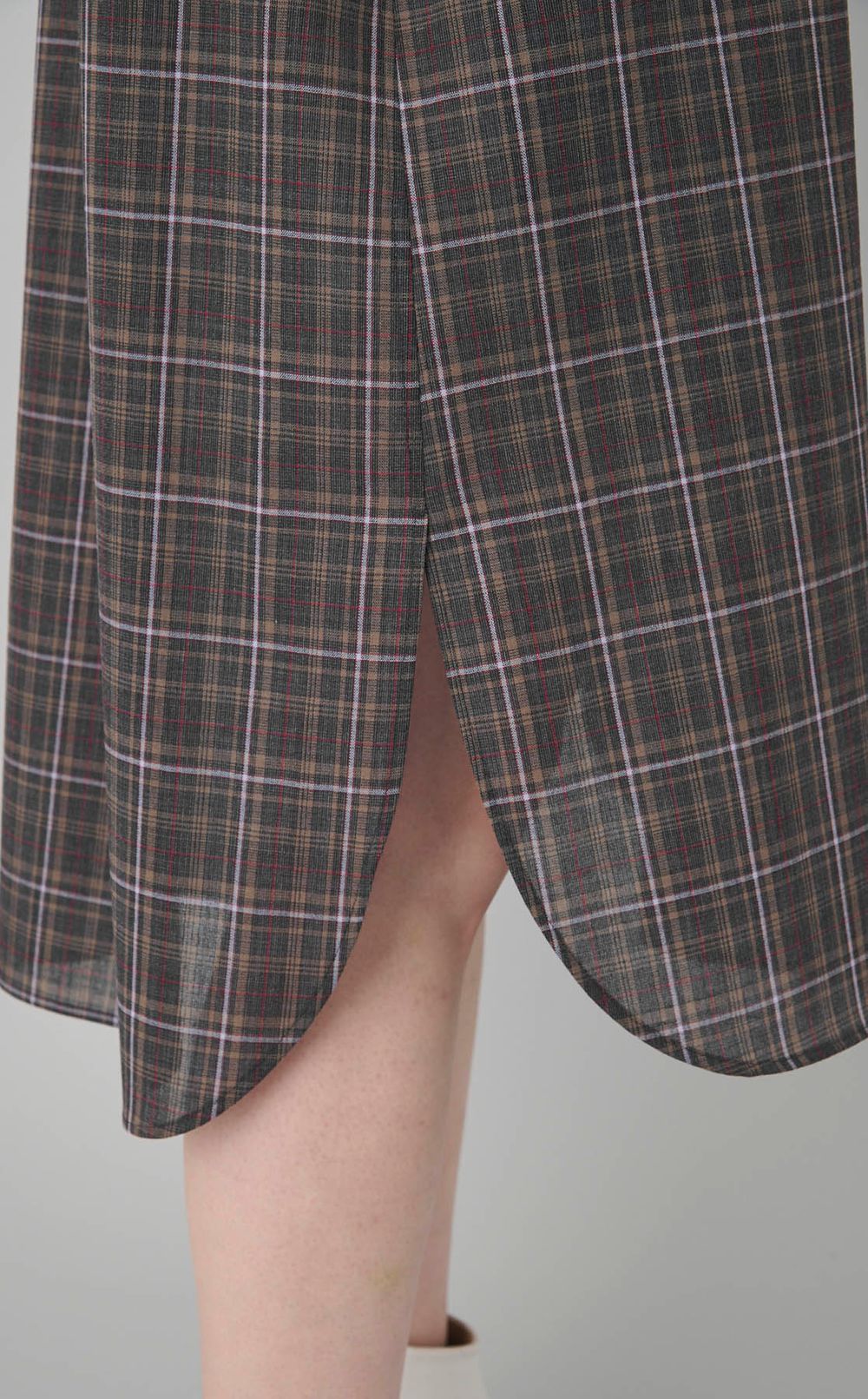 ダブルフロン卜シアーチェックワンピース