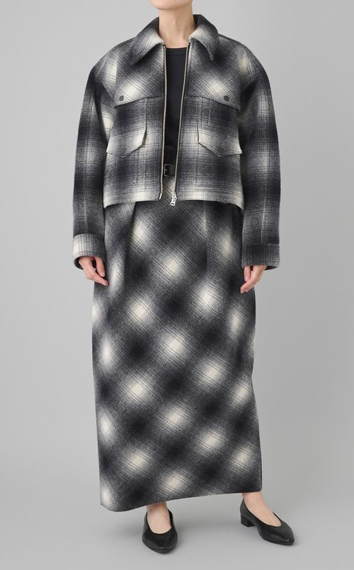 チェックオーバーサイズブルゾン