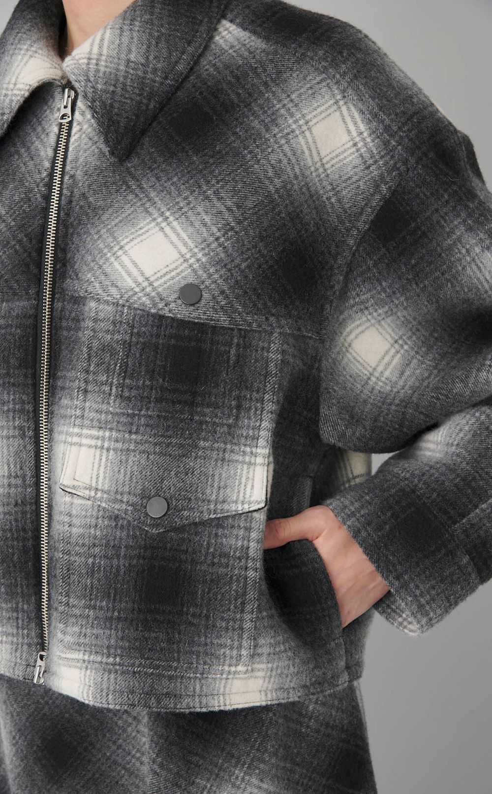 チェックオーバーサイズブルゾン
