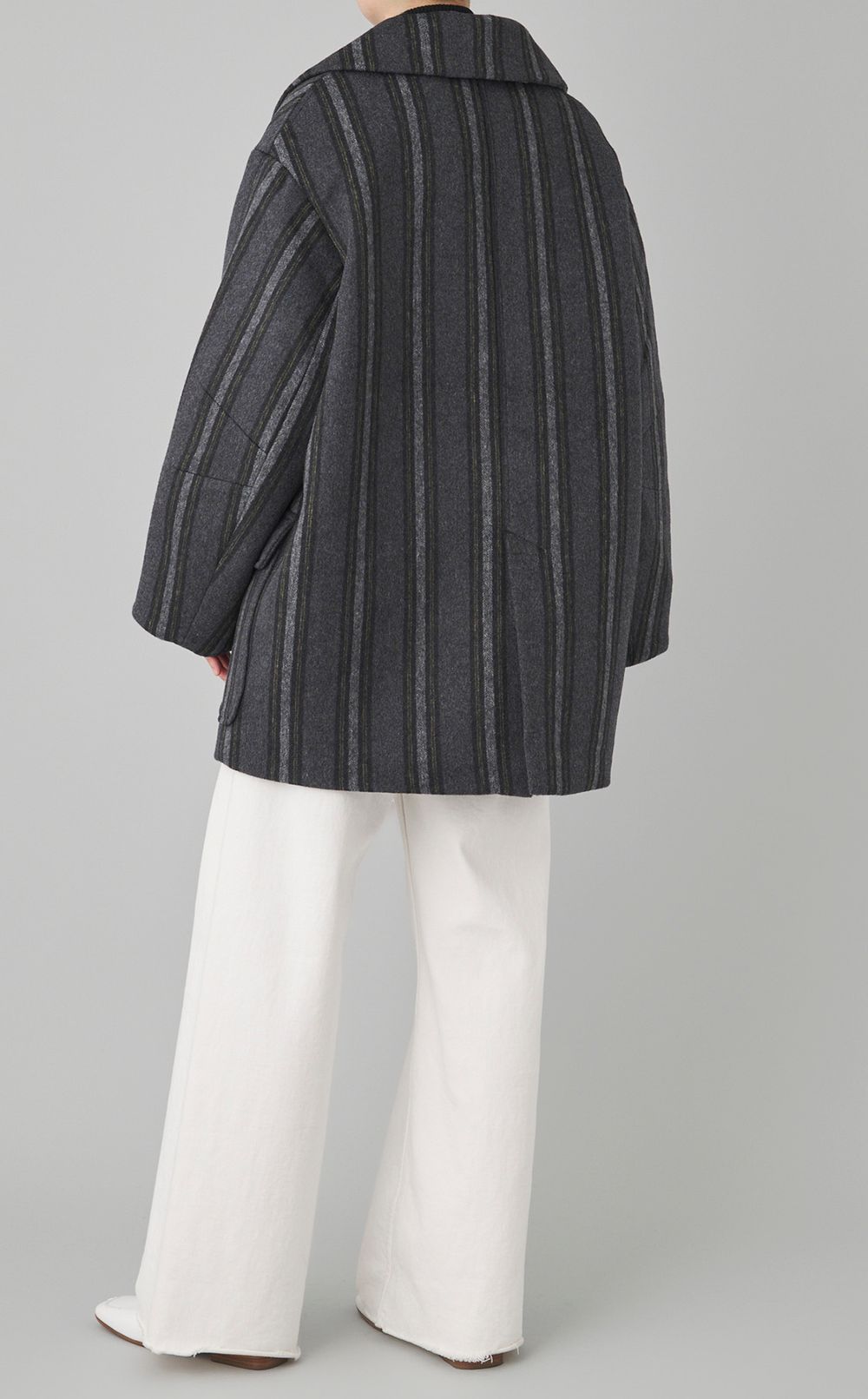 ウールストライプオーバーサイズコート
