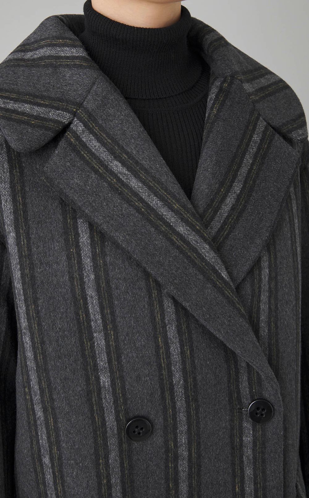 ウールストライプオーバーサイズコート