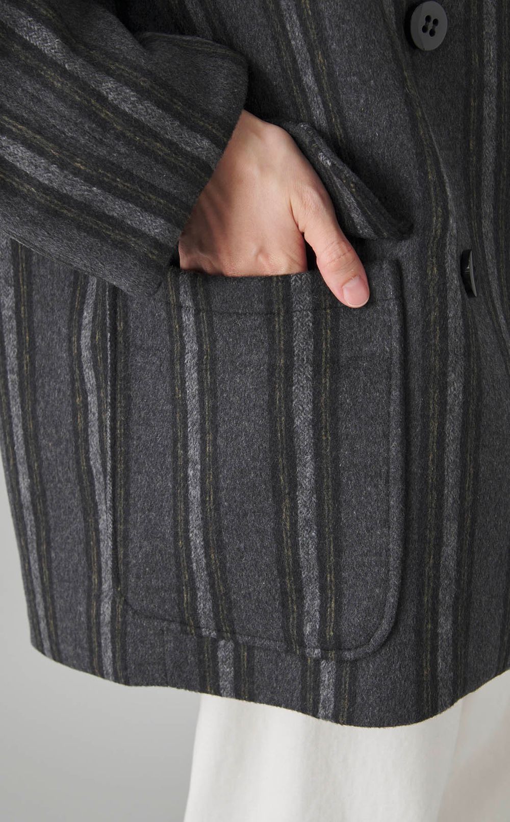 ウールストライプオーバーサイズコート