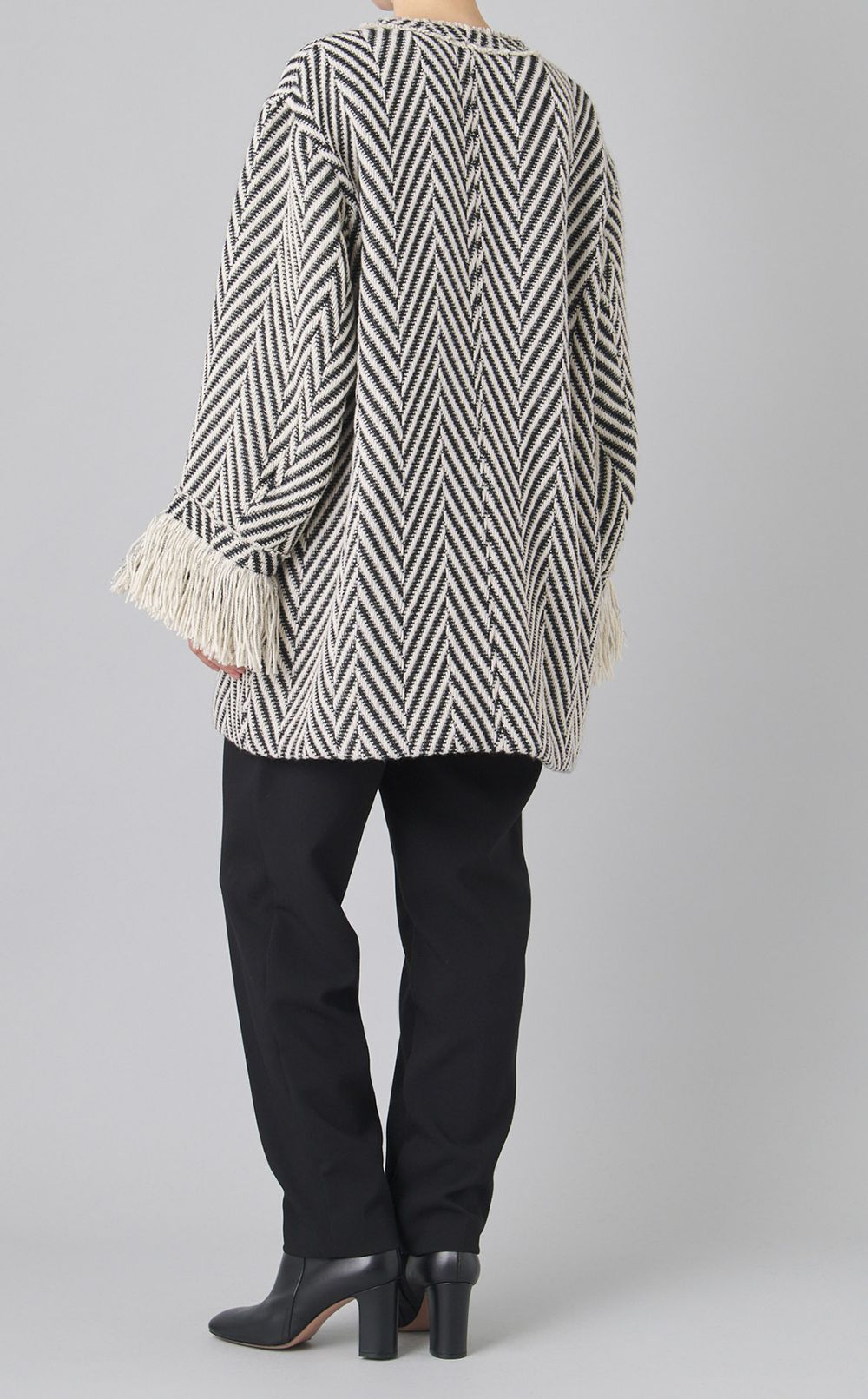 フリンジツイードノーカラーコート