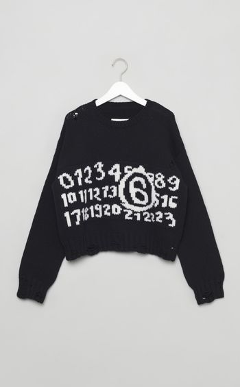 ロゴジャガードクルーネックニット