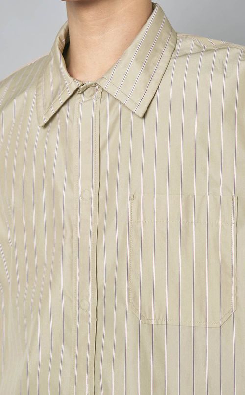 ストライプシャツブルゾン