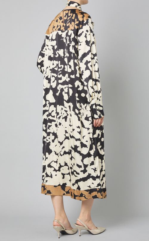 プリント切替ベルデットワンピース