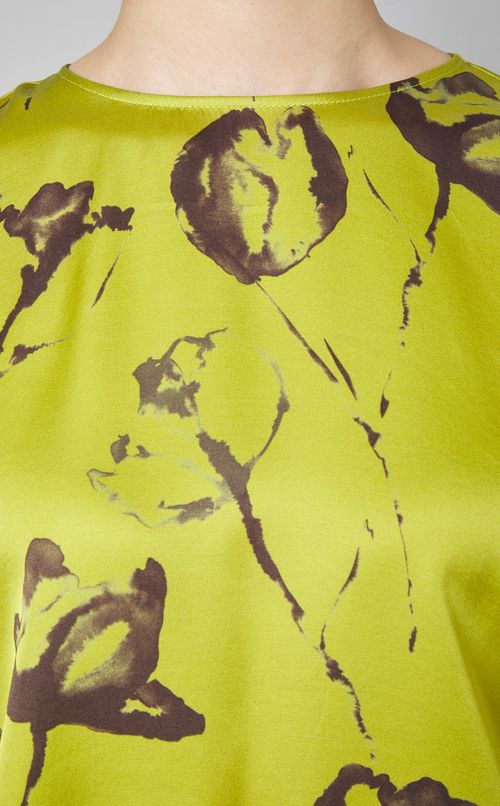 フラワープリントフロントギャザーブラウス