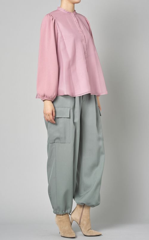 ニットコンビオーガンジーブラウス