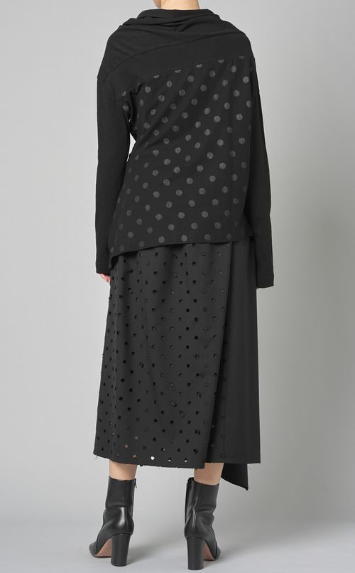 切替ドットプリントカーディガン