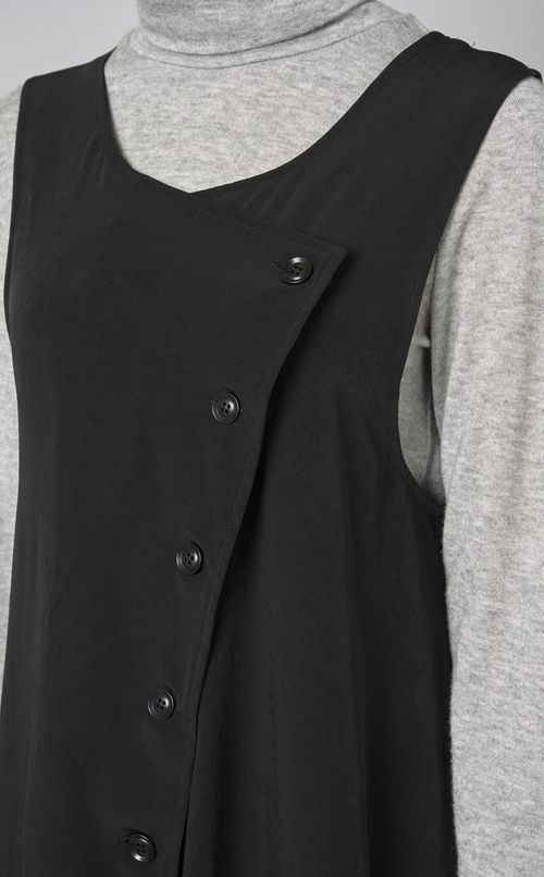 フロントボタンアシンメトリーワンピース