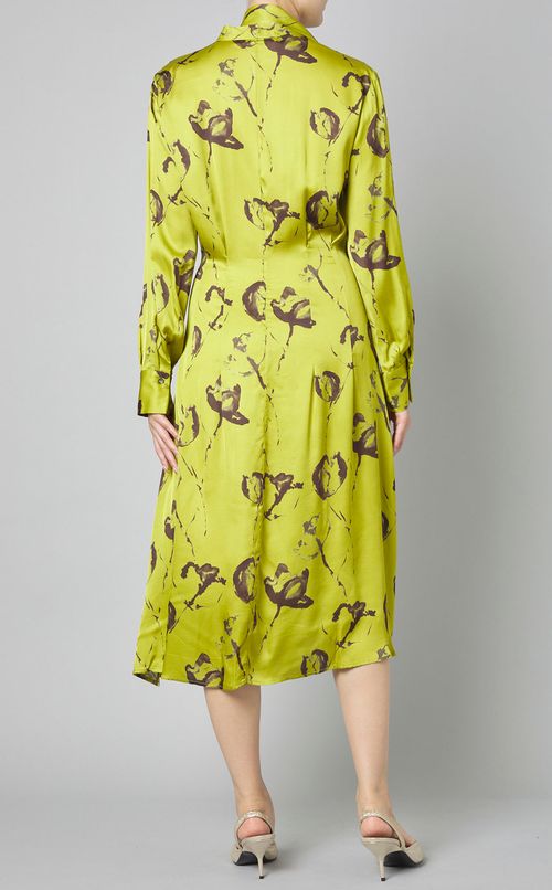 フラワープリントバンドカラーワンピース