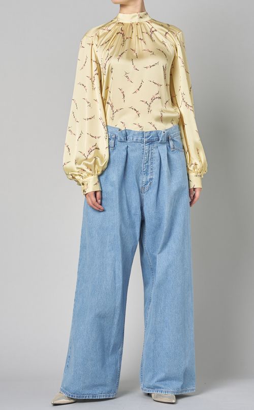 ミニフラワープリントボウタイブラウス