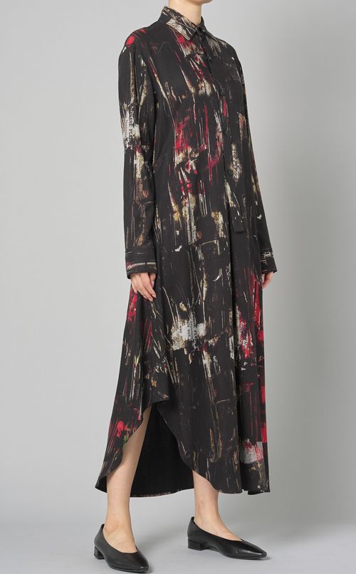 プリントロングシャツワンピース