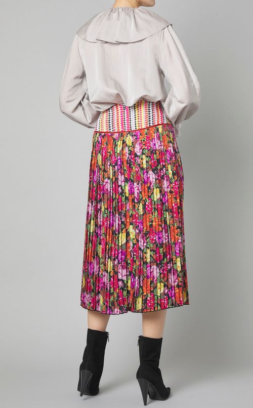 マルチフラワープリントミディスカート