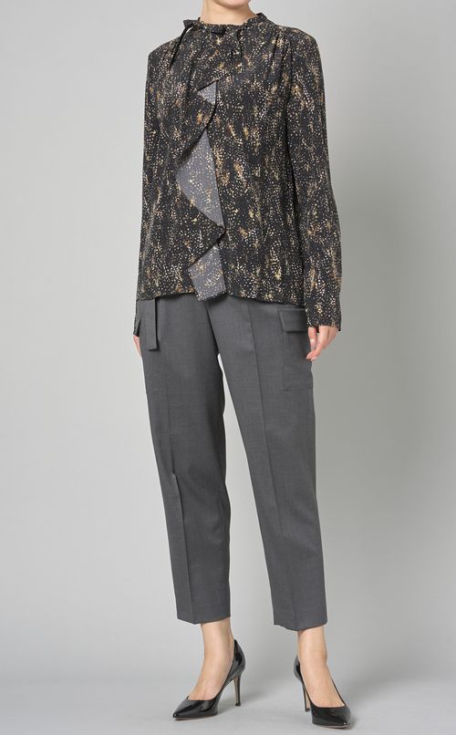 ウール混テーパードカーゴパンツ