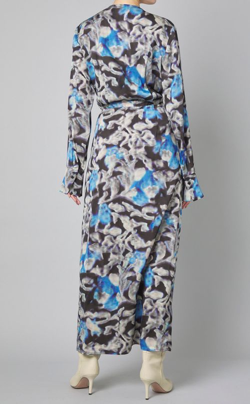 ノットディテールプリントロングドレス