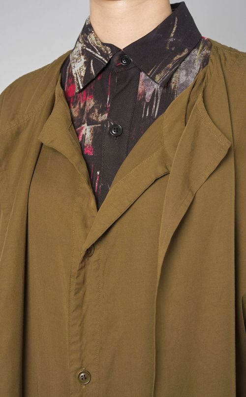 レイヤードノーカラーロングコート