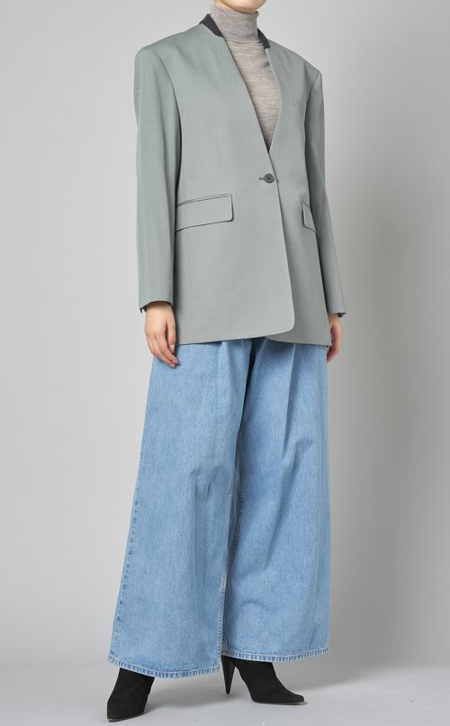 リバーシブルノーカラージャケット