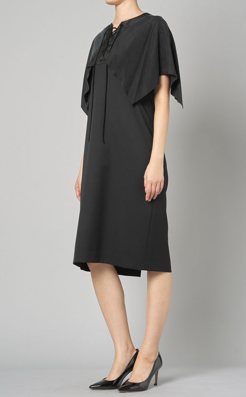 レースアップネックショールワンピース