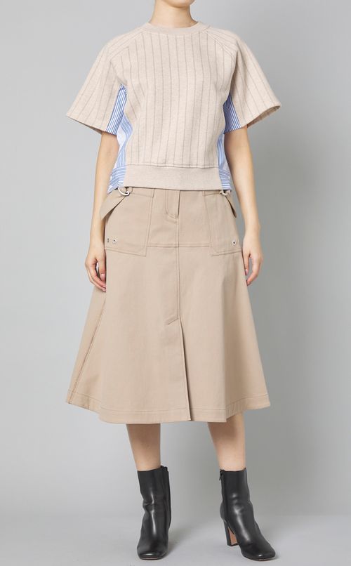 ストライプ切替スウェットプルオーバー