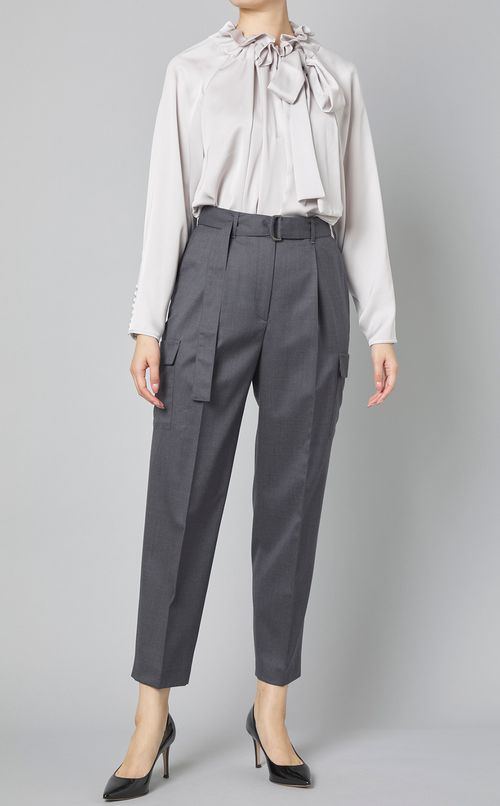 ウール混テーパードカーゴパンツ