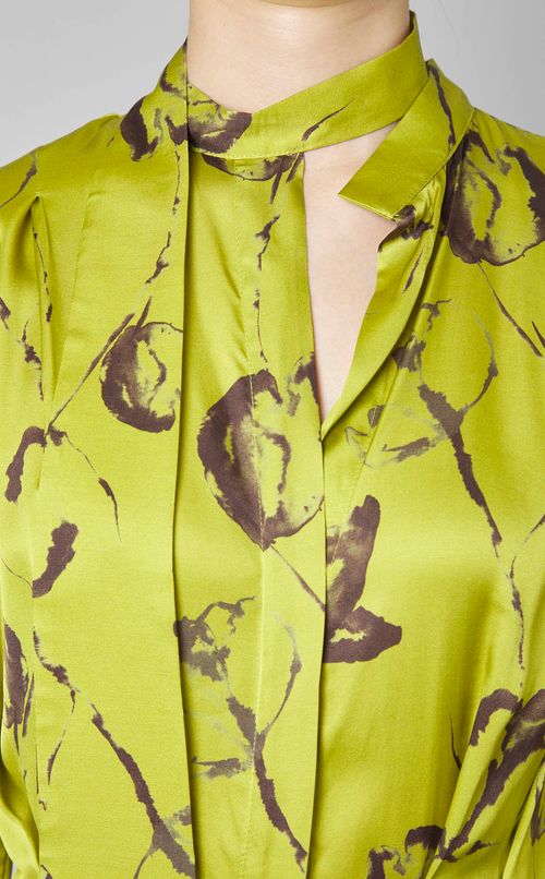 フラワープリントバンドカラーワンピース