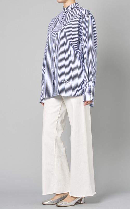 コットンストライプオーバーサイズシャツ