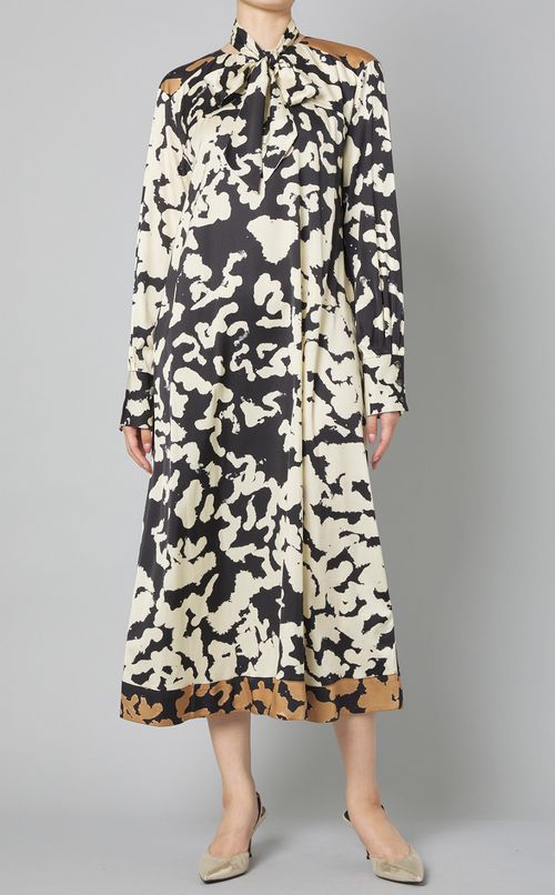 プリント切替ベルデットワンピース