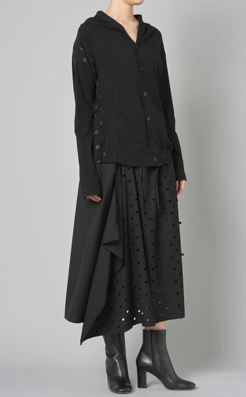 ギャバドットパンチングミディスカート