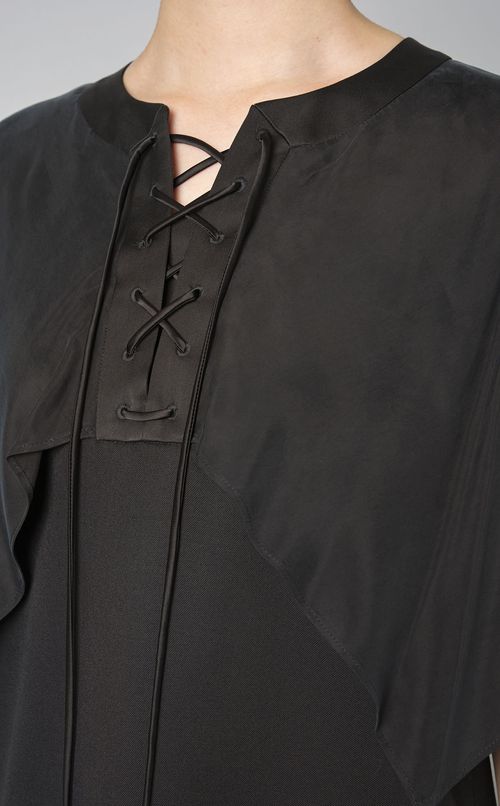 レースアップネックショールワンピース