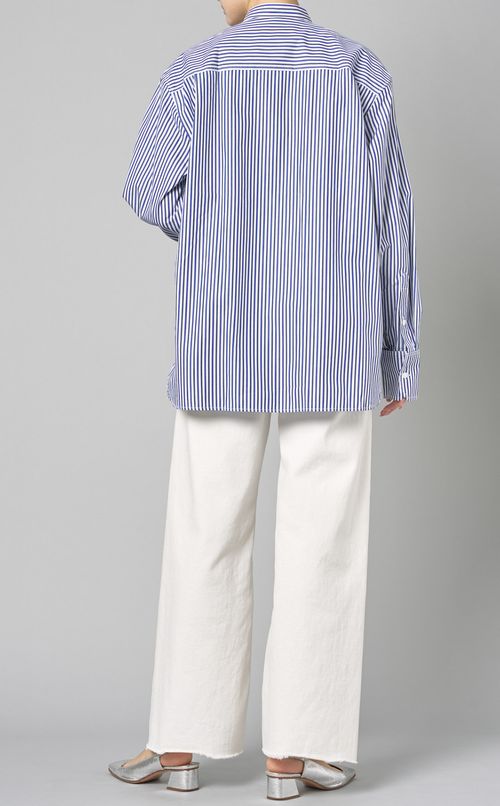 コットンストライプオーバーサイズシャツ