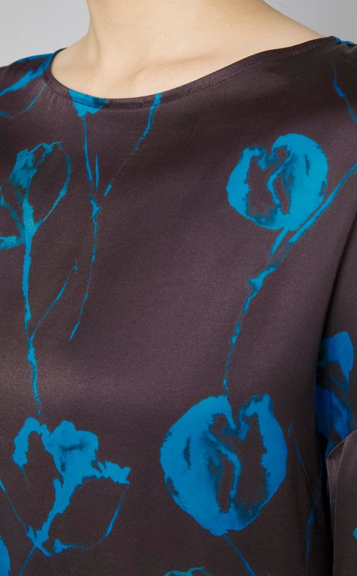 フラワープリントボートネックブラウス