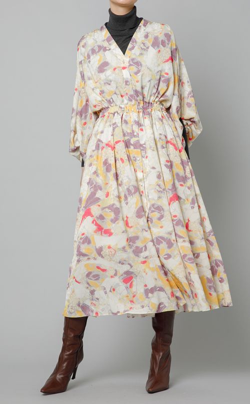 フロントギャザー花柄ワンピース