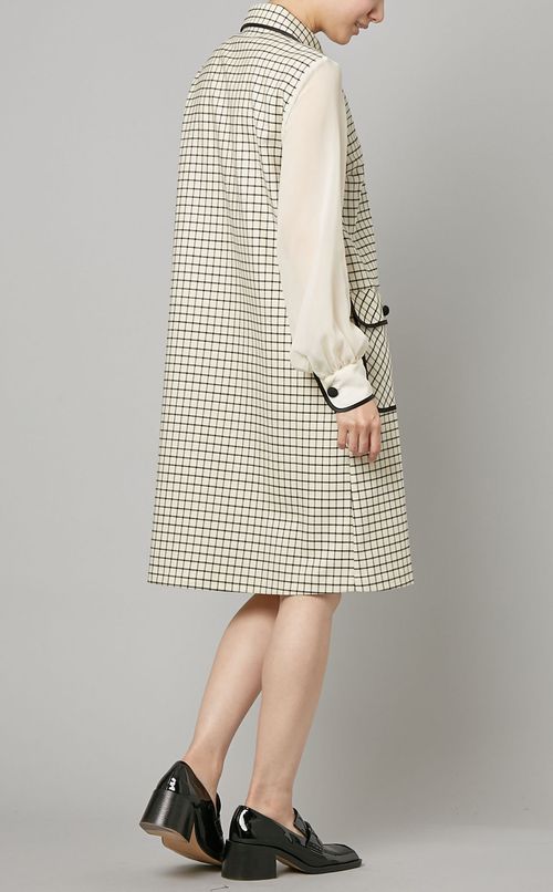 ウール混チェックワンピース