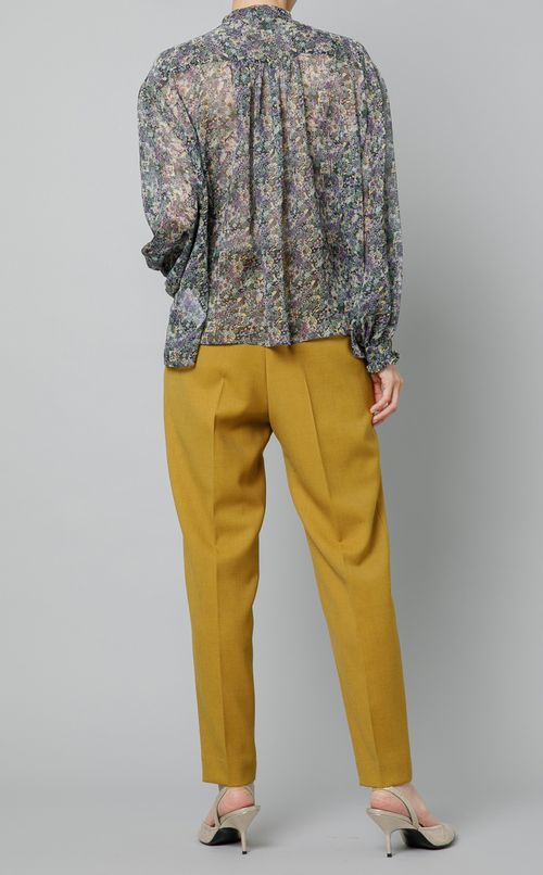 フロントフリルプリントブラウス