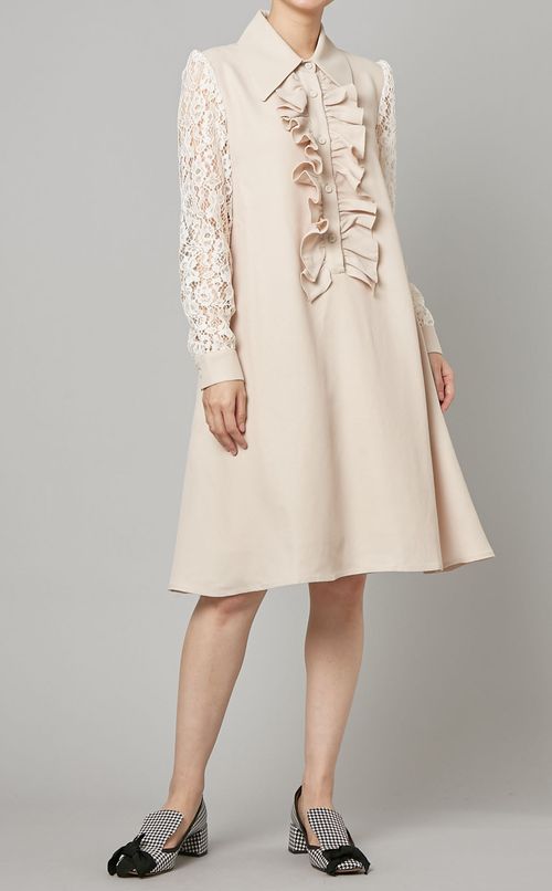 フロントフリルレーススリーブワンピース