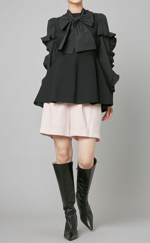 プリーツスリーブニットプルオーバー