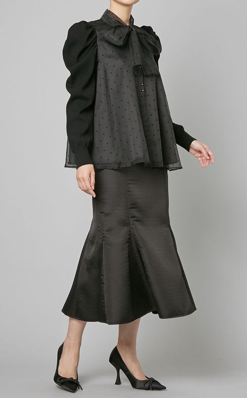 ニットコンビオーガンジーブラウス