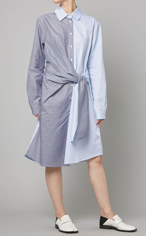 バイカラーストライプシャツワンピース