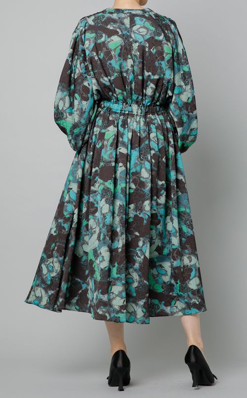 フロントギャザー花柄ワンピース