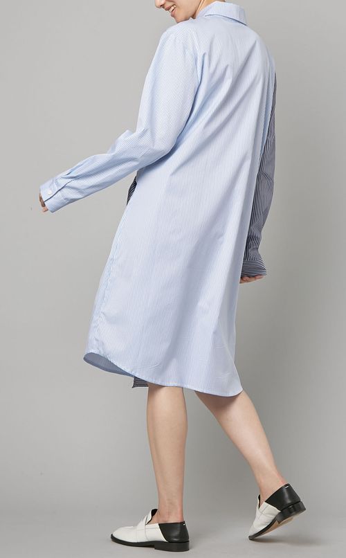 バイカラーストライプシャツワンピース