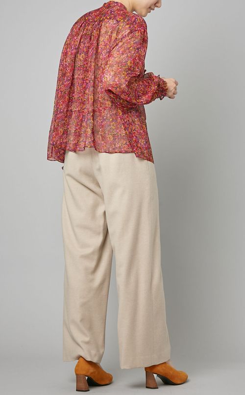 フロントフリルプリントブラウス