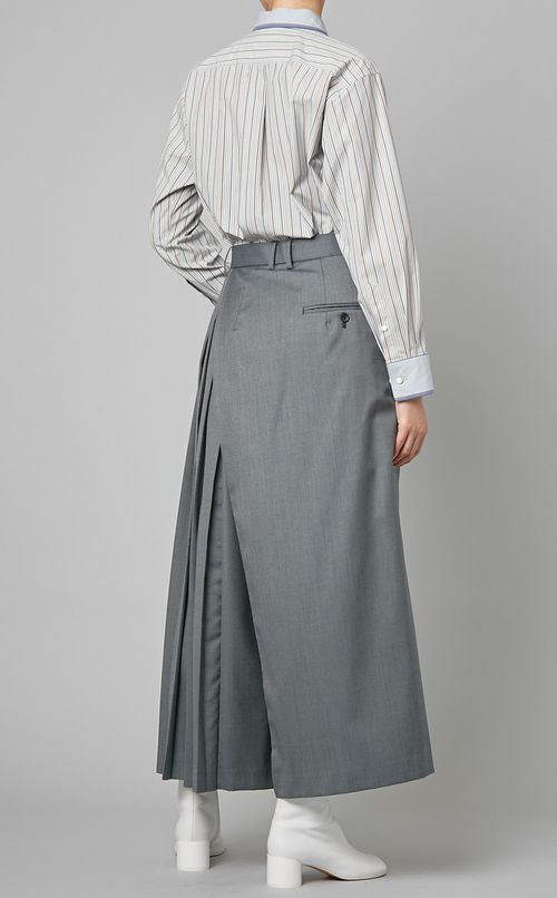 コットンストライプクレリックシャツ