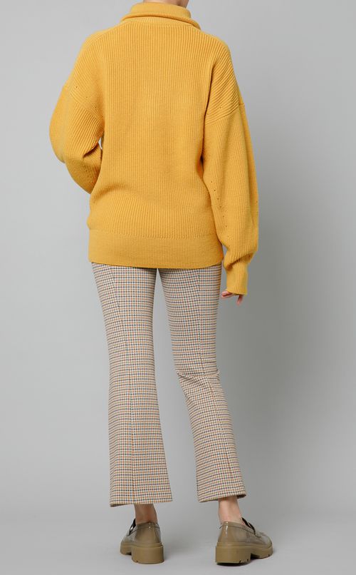 ハーフジップメリノウールリブニット