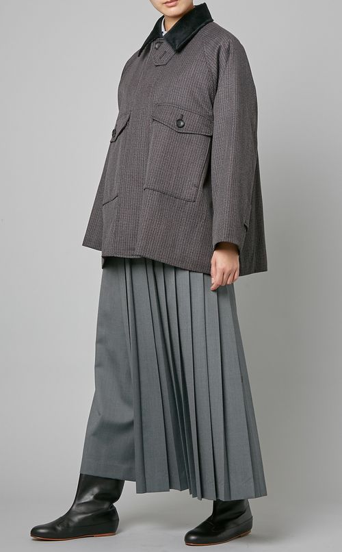 ウールチェックショートコート