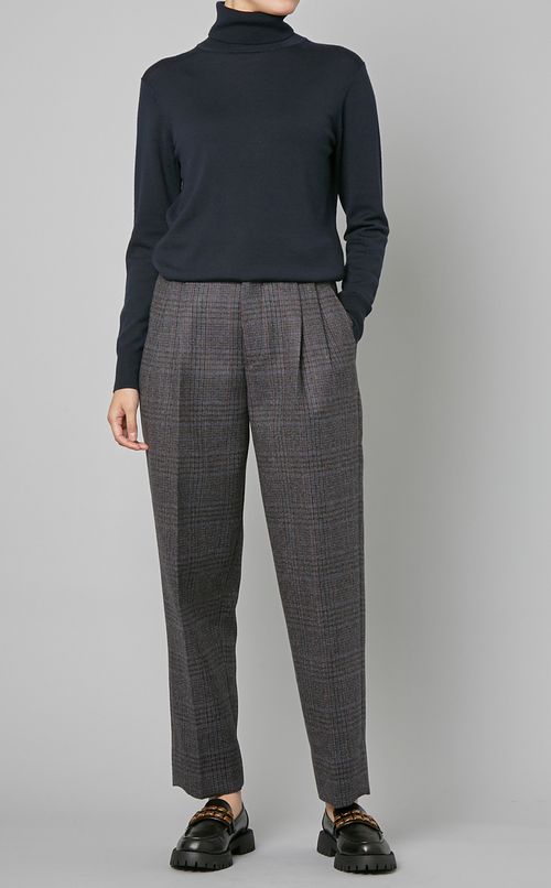 チェックワンタックテーパードパンツ