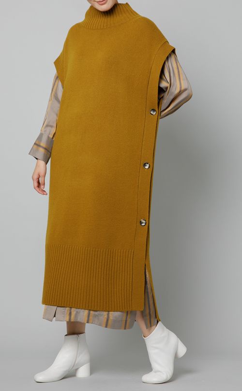 シルク混ストライプシャツワンピース