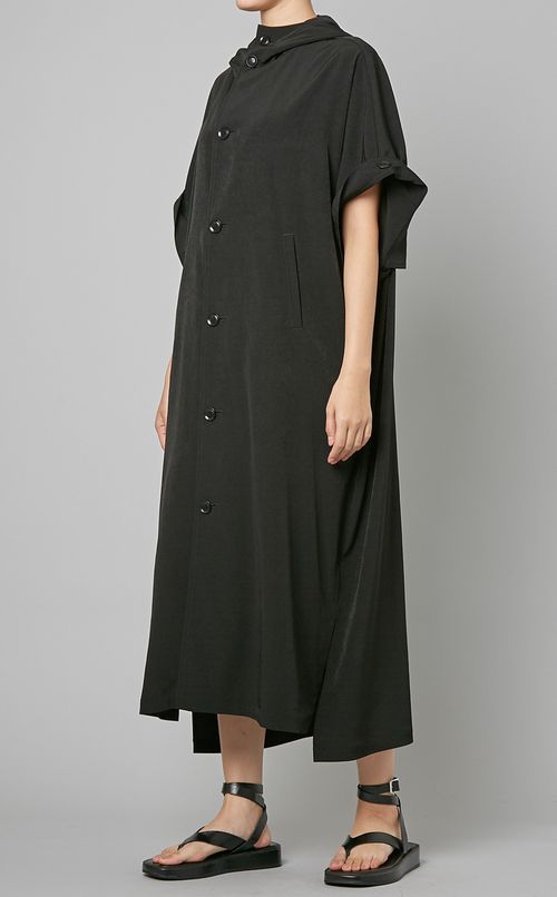 フレンチスリーブフーディロングドレス