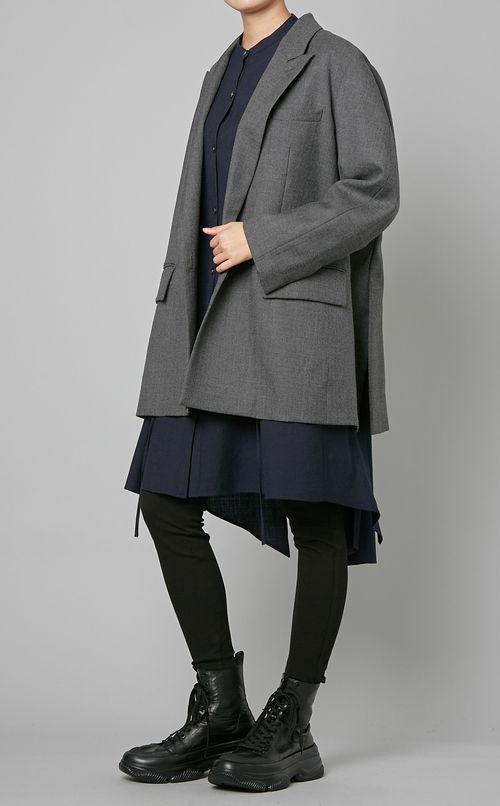 ウールタックシャツワンピース